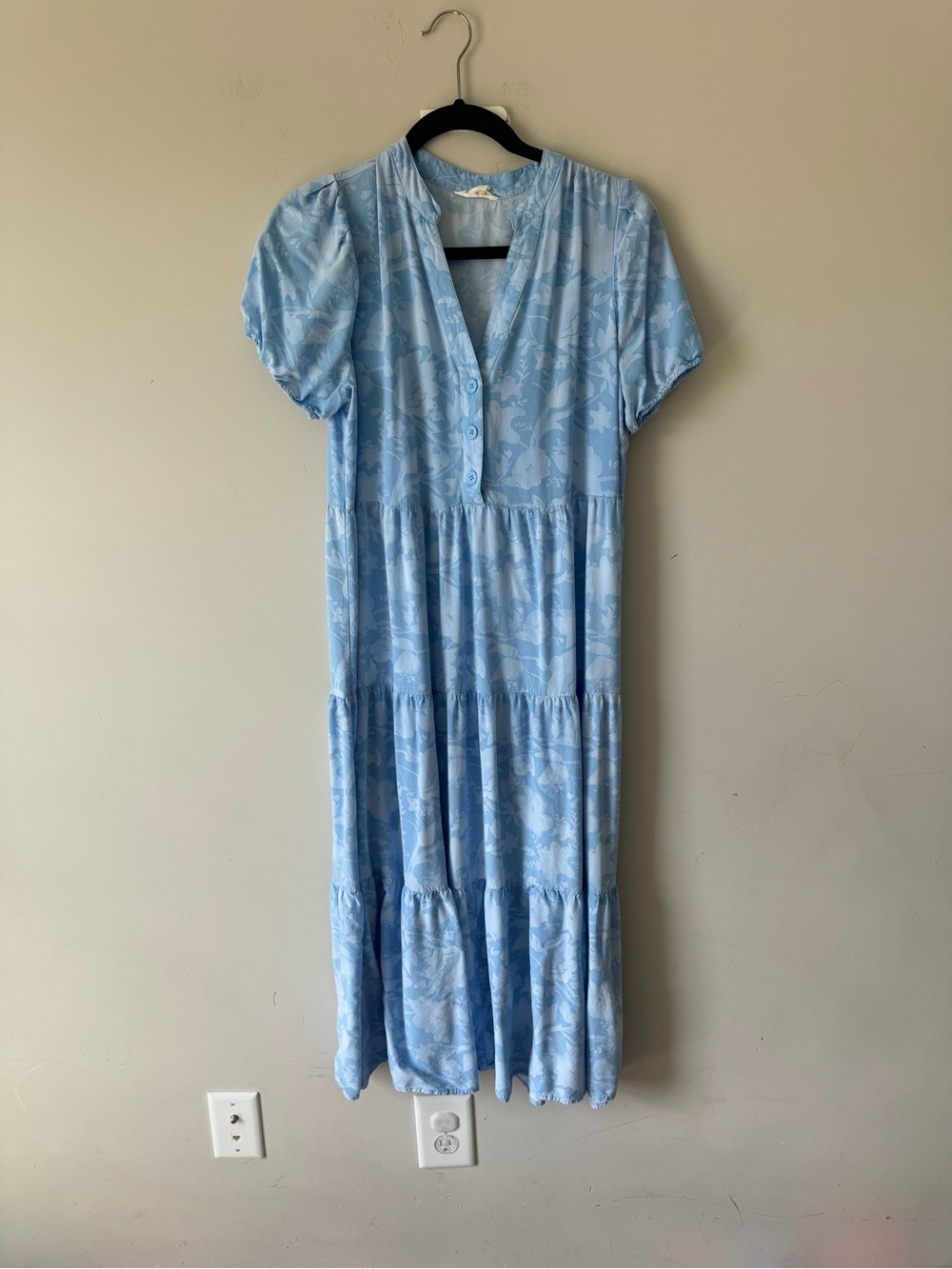Caslon Light Blue Tiered Maxi Dress with Puff Sleeves